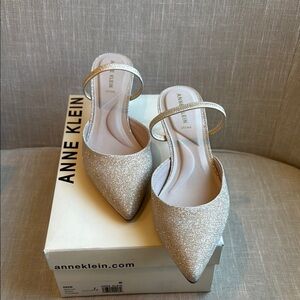 Anne Klein Glitter Pointed-Toe Heels